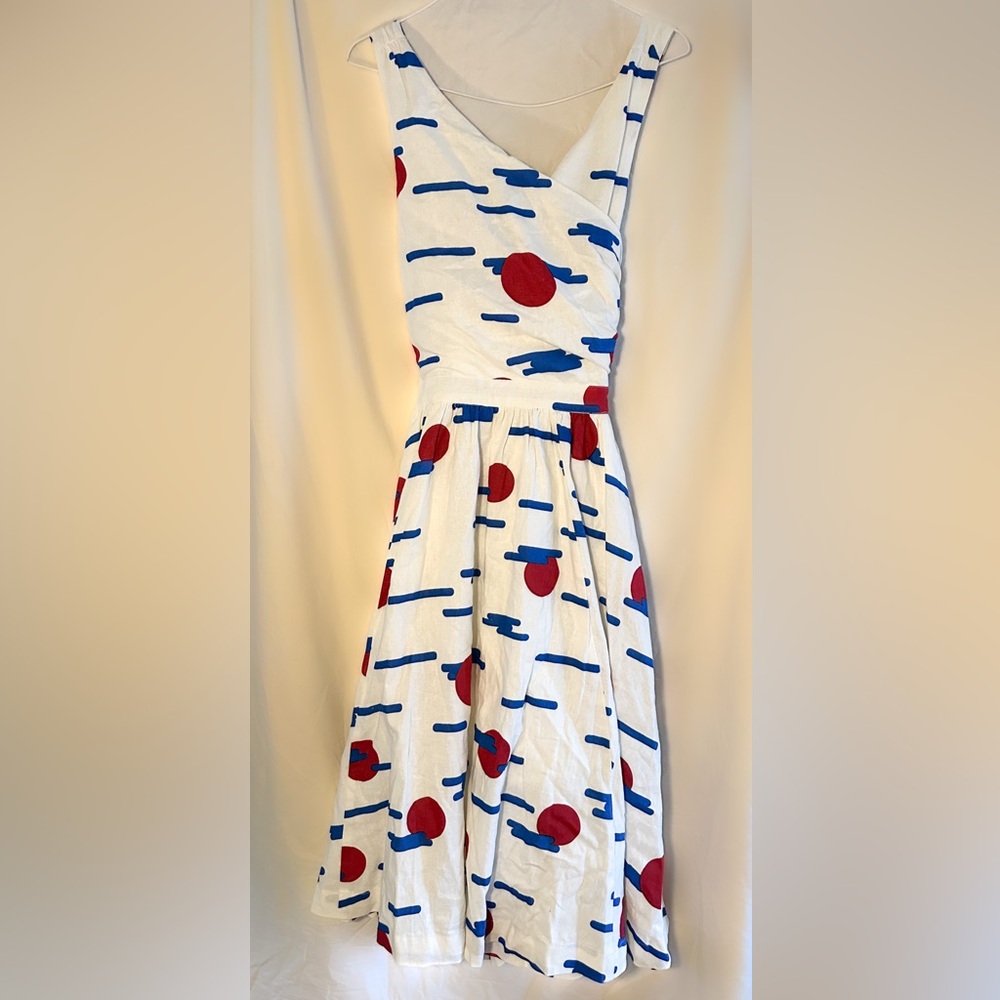 Modcloth Red, White and Blue Abstract Pattern Dress